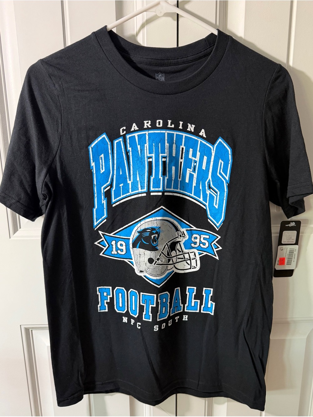 Carolina Panthers Youth L 14/16 T Shirt Black NFL Football NWT